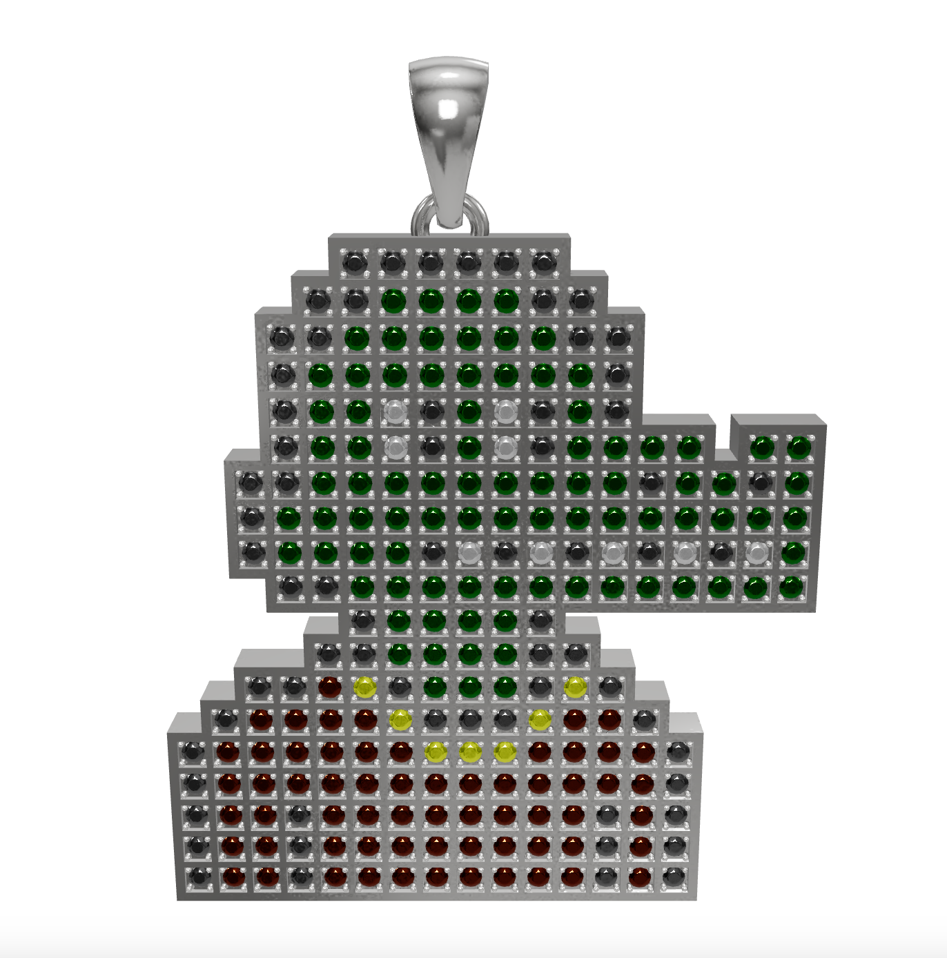 2D Pendant sterling silver 925 with colored cubic zirconia feat. Nakamigos #11987 (30mm/1,2in x 8g)