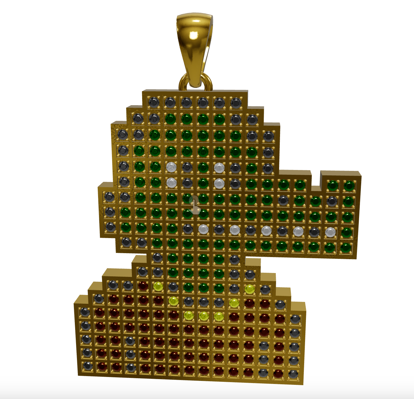 2D Pendant sterling silver 925 with colored cubic zirconia feat. Nakamigos #11987 (30mm/1,2in x 8g)