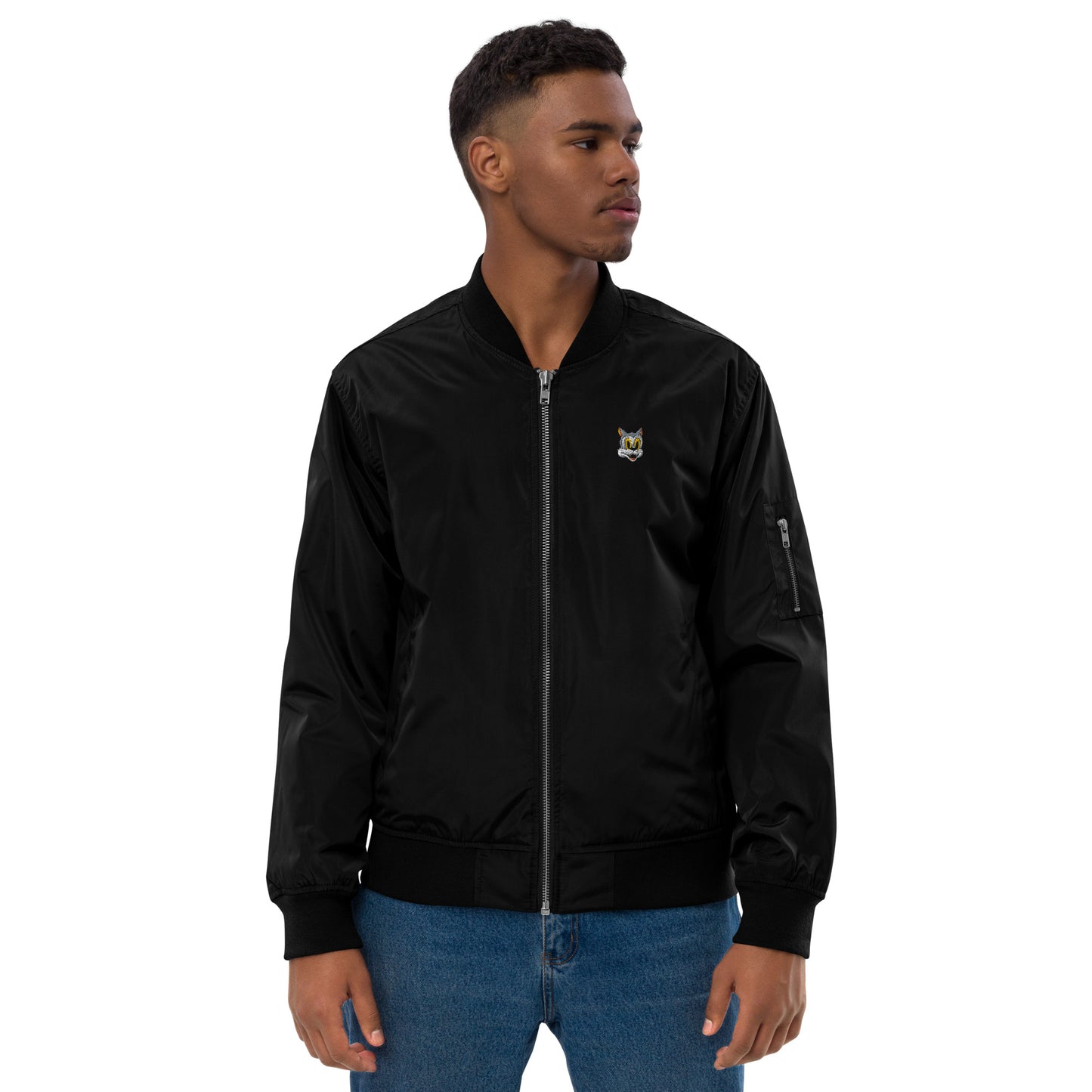 Premium recycled bomber jacket feat DEGEN TOONZ #7949 (embroidered)