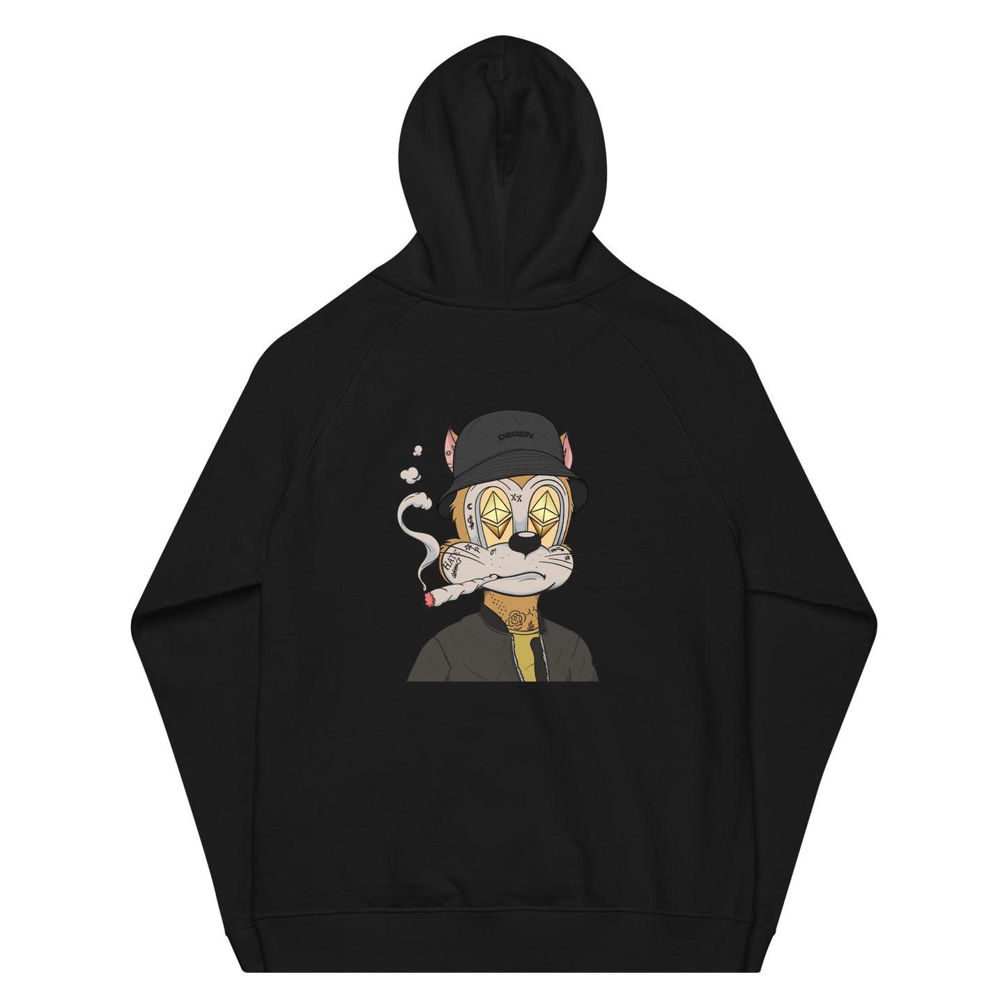 Unisex eco raglan hoodie feat. TOON #3078 (front logo-QRcode / Rear Print)