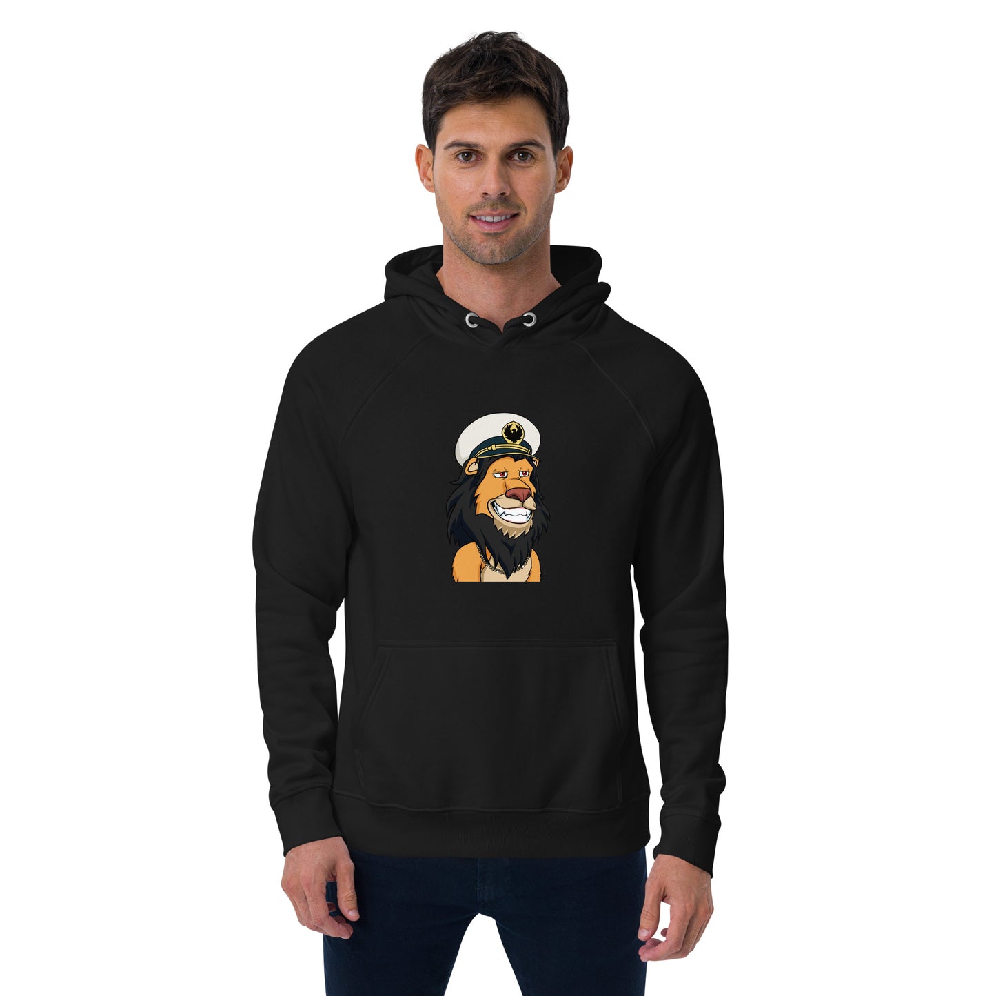 Unisex eco raglan hoodie feat Lazy Lion #8067