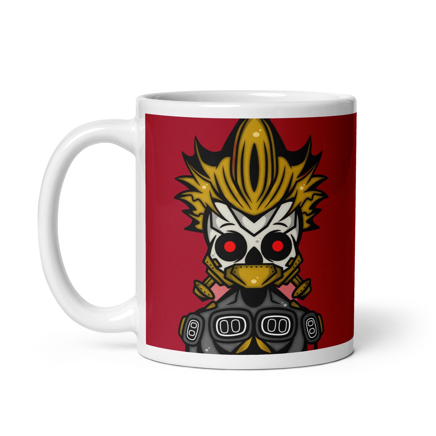 White glossy mug feat Eggnion X Skulls Gang #113