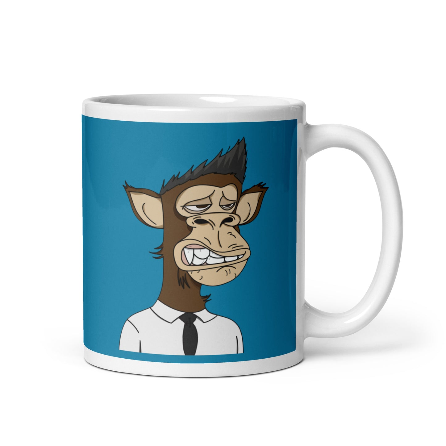 White glossy mug Polygon Ape #8130 TOKEN GATED