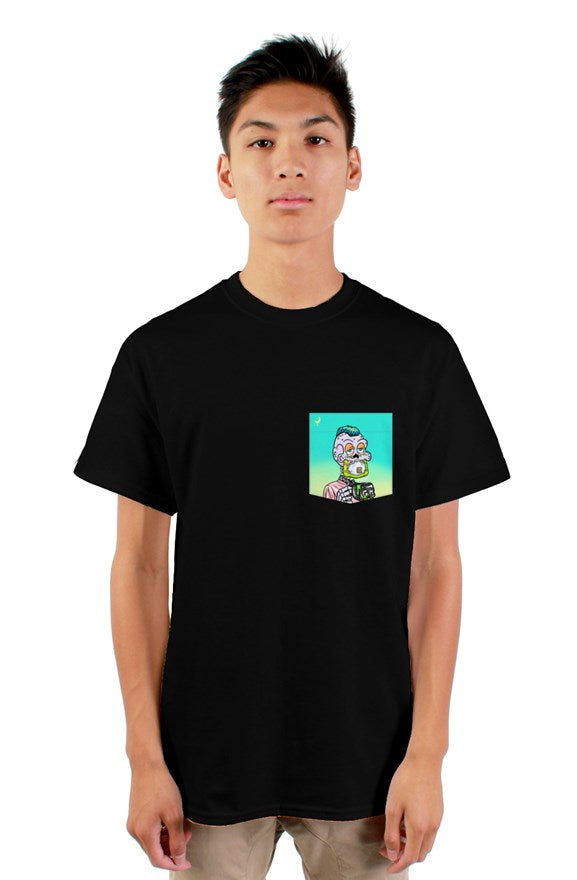 mens tshirt with pocket tee feat Toxic Skulls Club #7803 GM pre-toxic