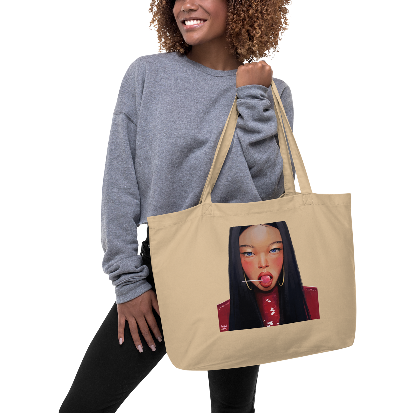 Lollipop by Ginnijoie - Large organic tote bag