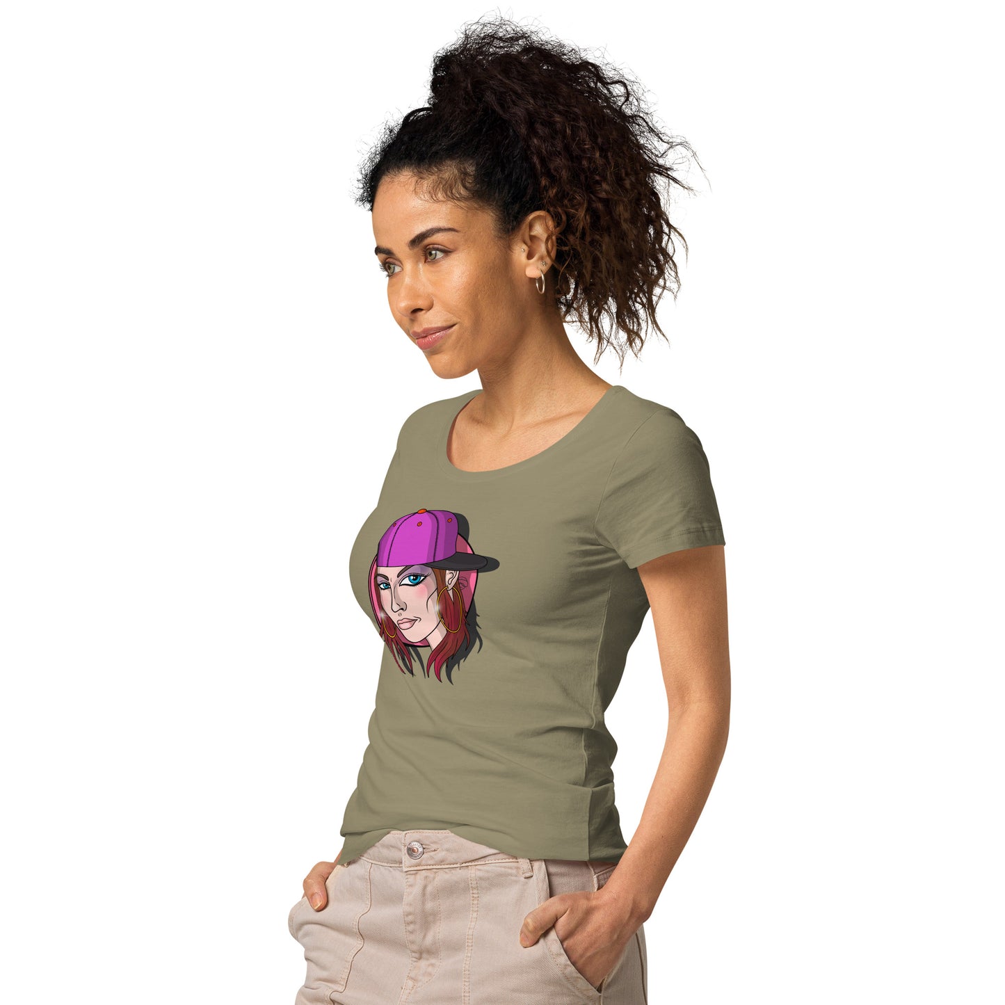 Women’s basic organic t-shirt feat OldManHead