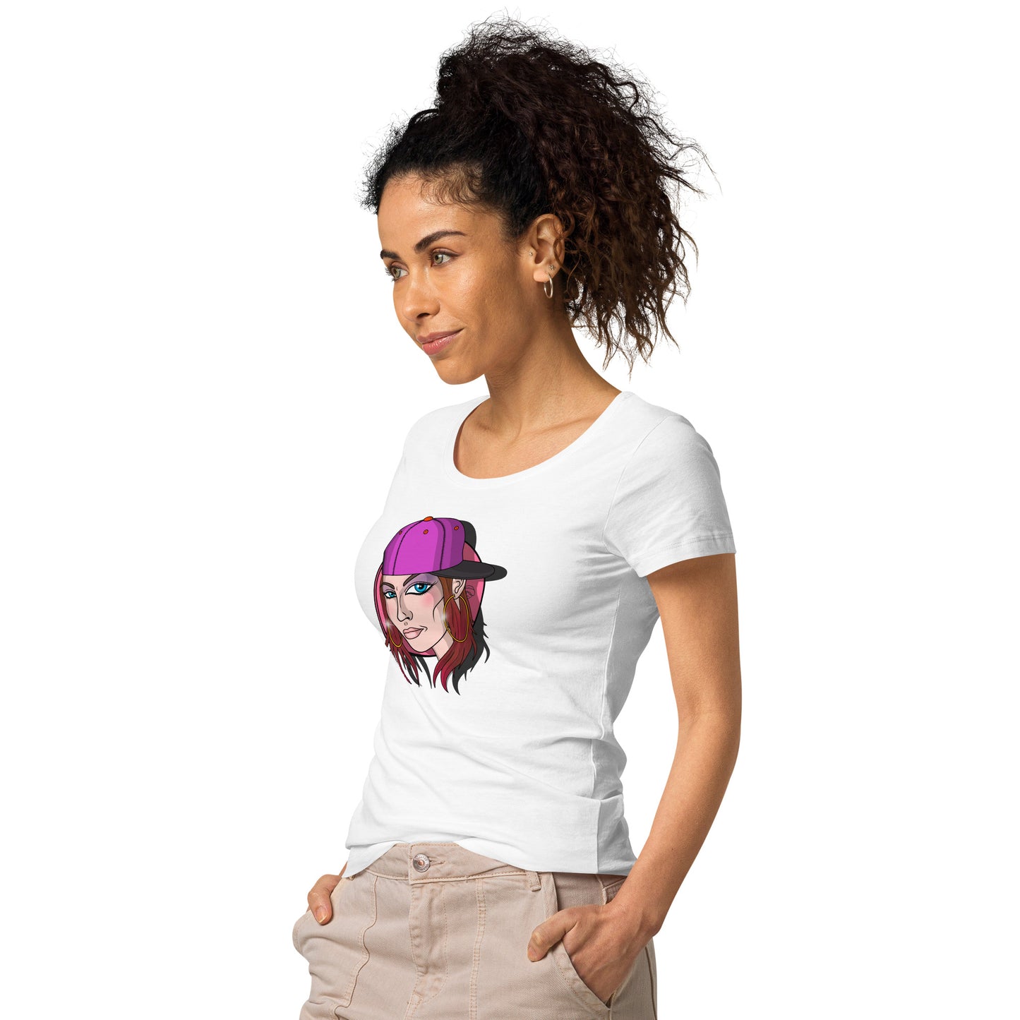 Women’s basic organic t-shirt feat OldManHead