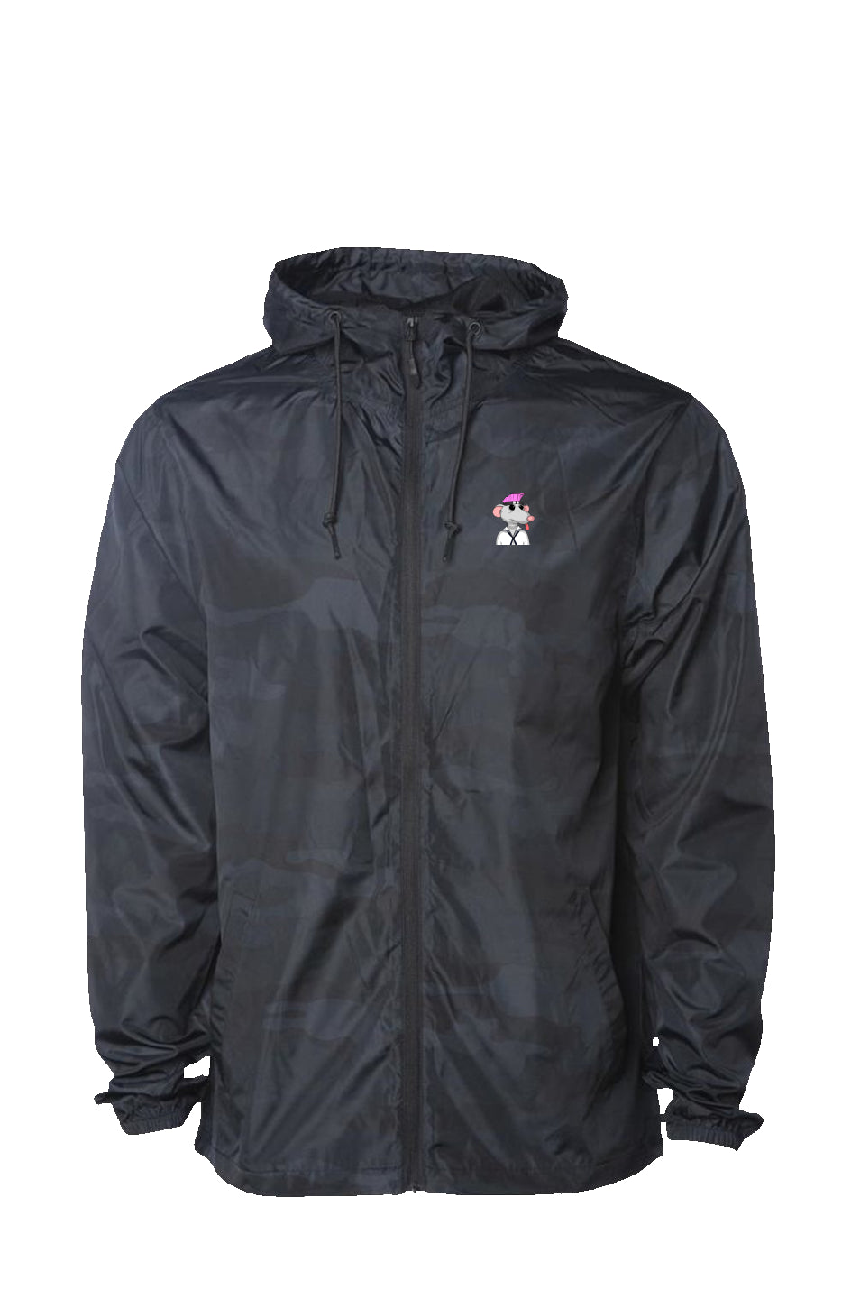 Black Camo Water Resistant Windbreaker feat Fat Rat #500