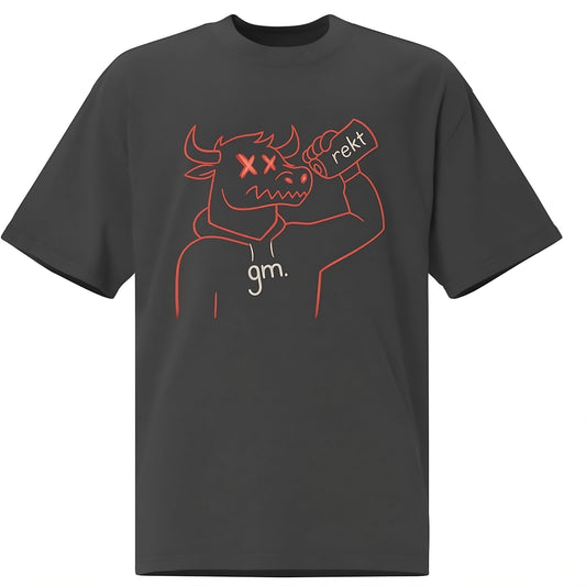 Oversized faded t-shirt REKT BULL