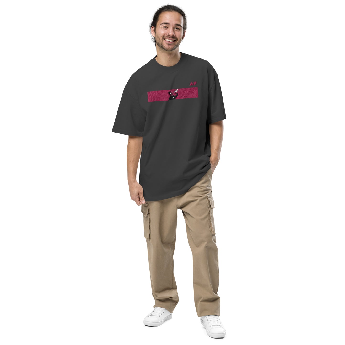 Oversized faded t-shirt feat. rektguy #889 (extra large embroidery)