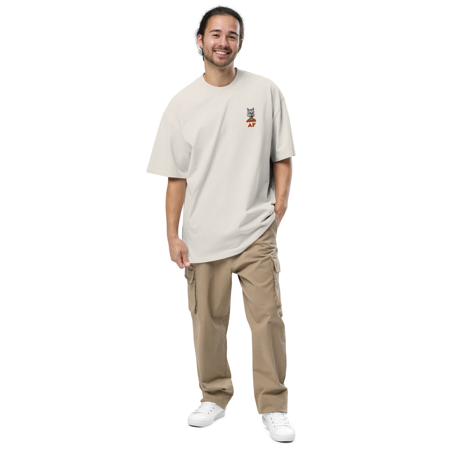 Oversized faded t-shirt feat. DEGEN TOONZ #7949 (embroidered)