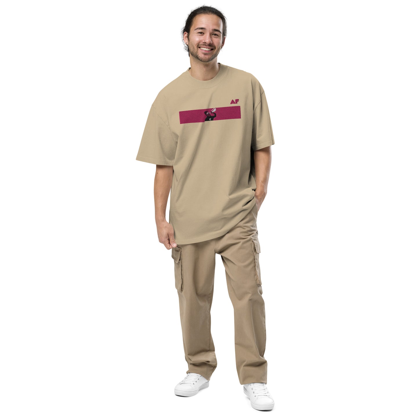 Oversized faded t-shirt feat. rektguy #889 (extra large embroidery)
