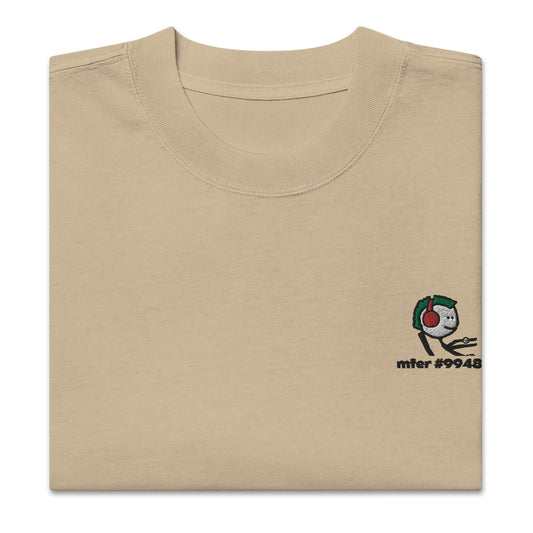 Oversized faded t-shirt feat. mfer #9948 (embroidered)