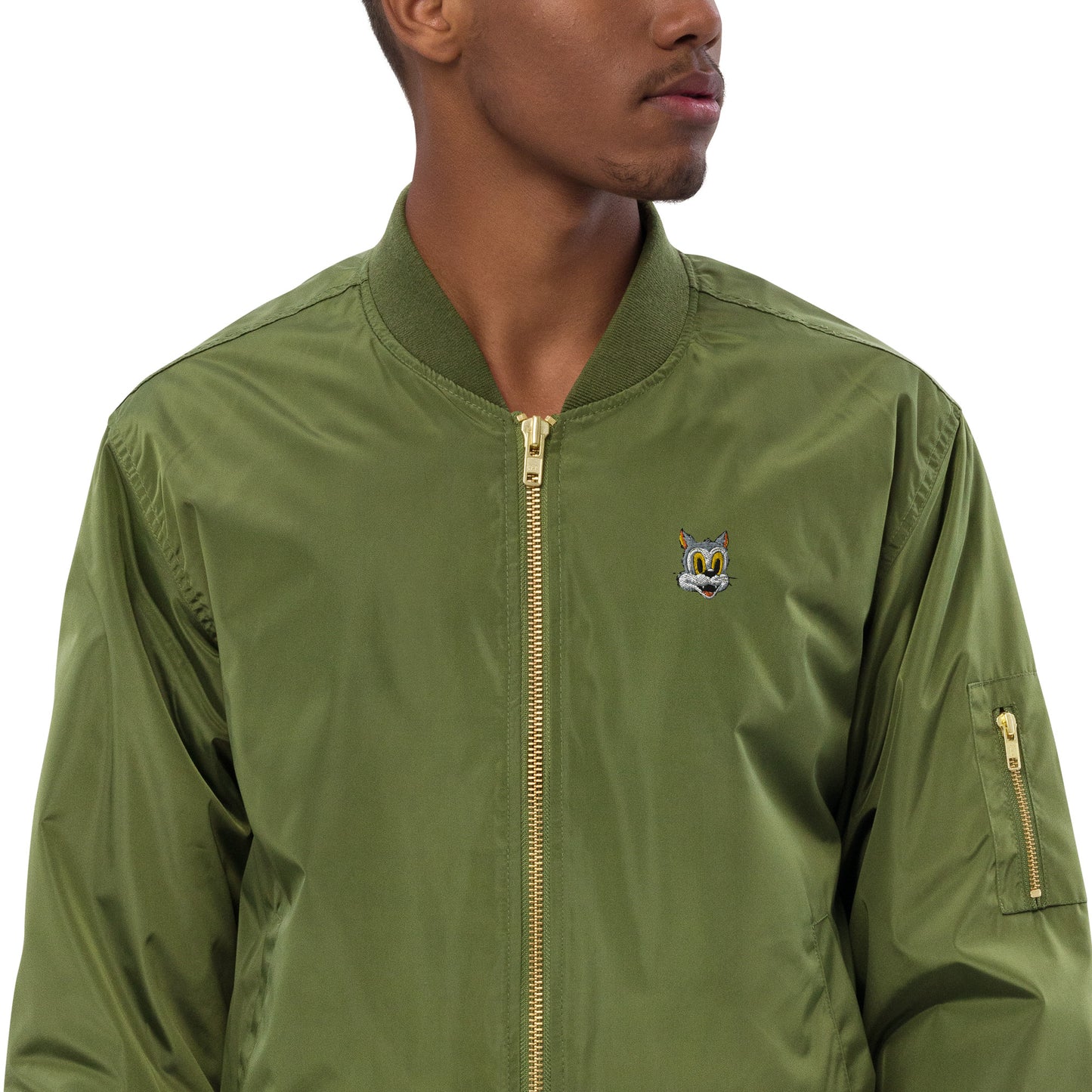 Premium recycled bomber jacket feat DEGEN TOONZ #7949 (embroidered)