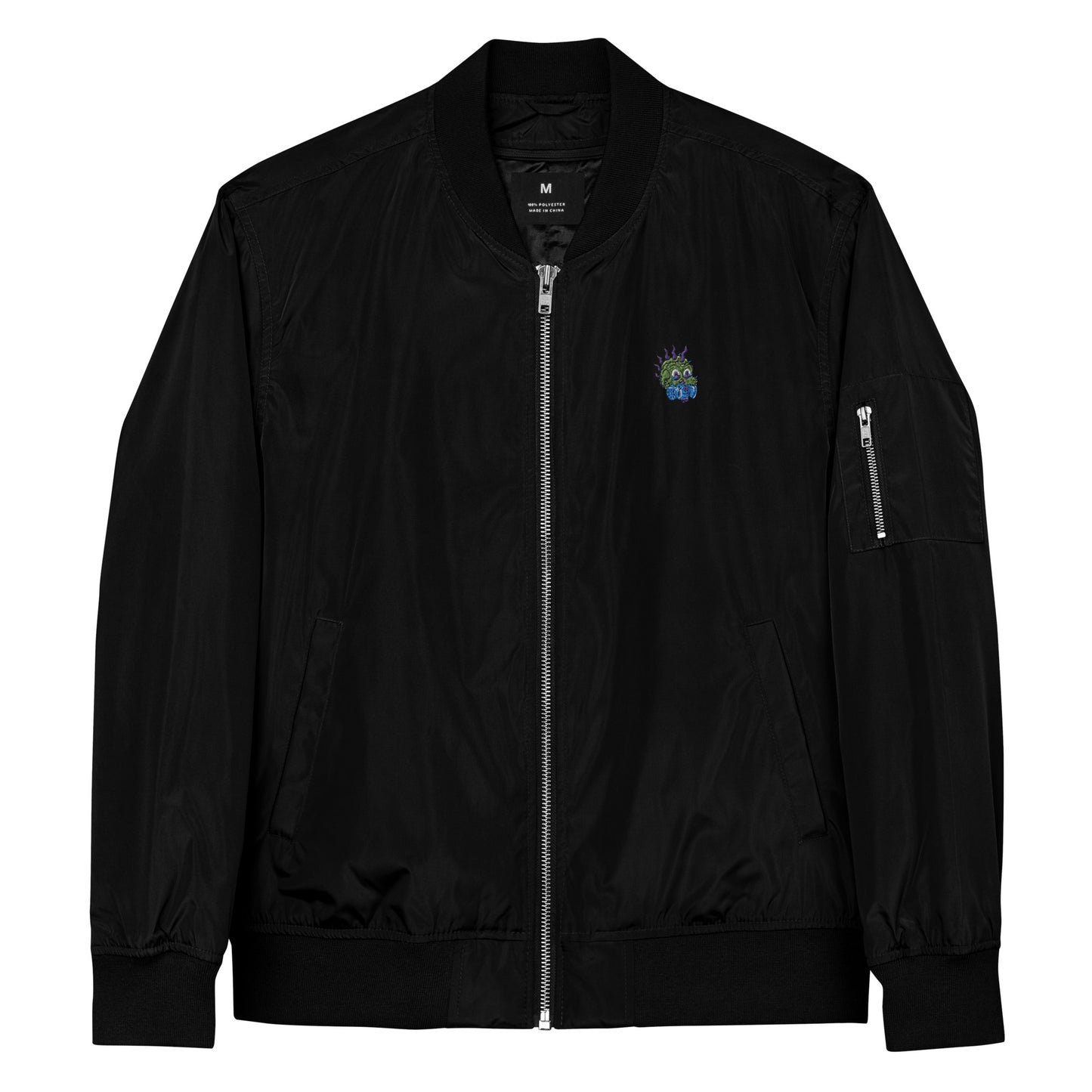 Premium recycled bomber jacket feat Toxic Skulls Club #7803 (embroidered)