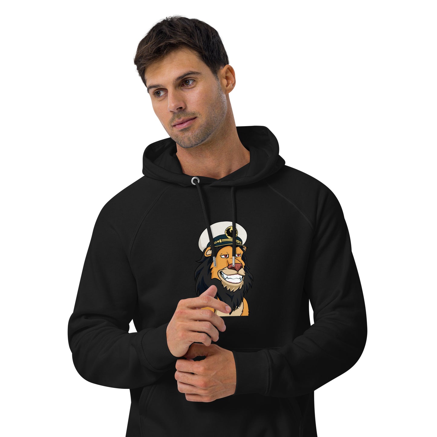 Unisex eco raglan hoodie feat Lazy Lion #8067