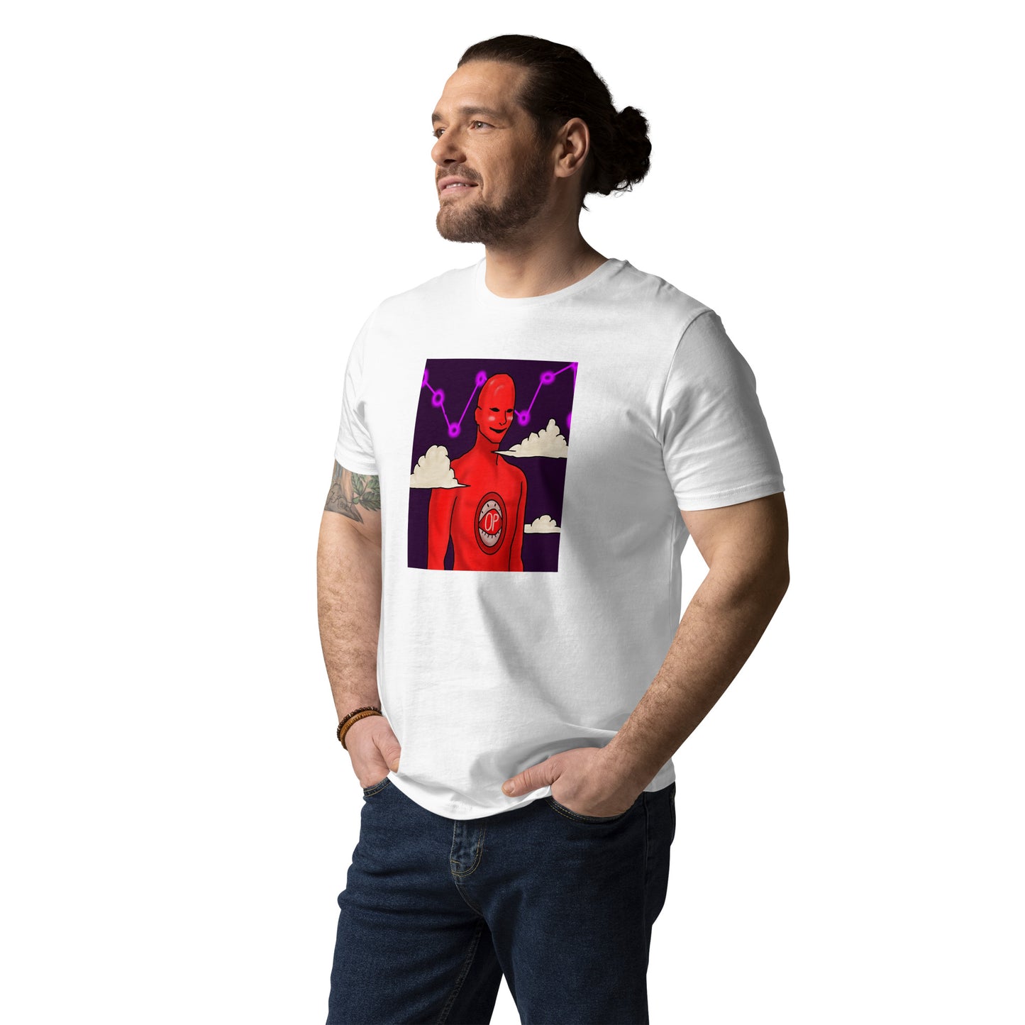 Unisex organic cotton t-shirt feat. Binji as a morph by Mayowa