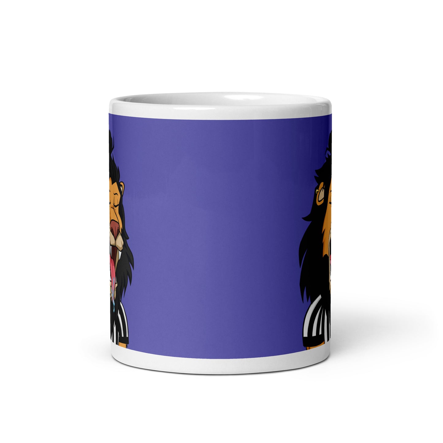 White glossy mug feat Lazy Lion #9948