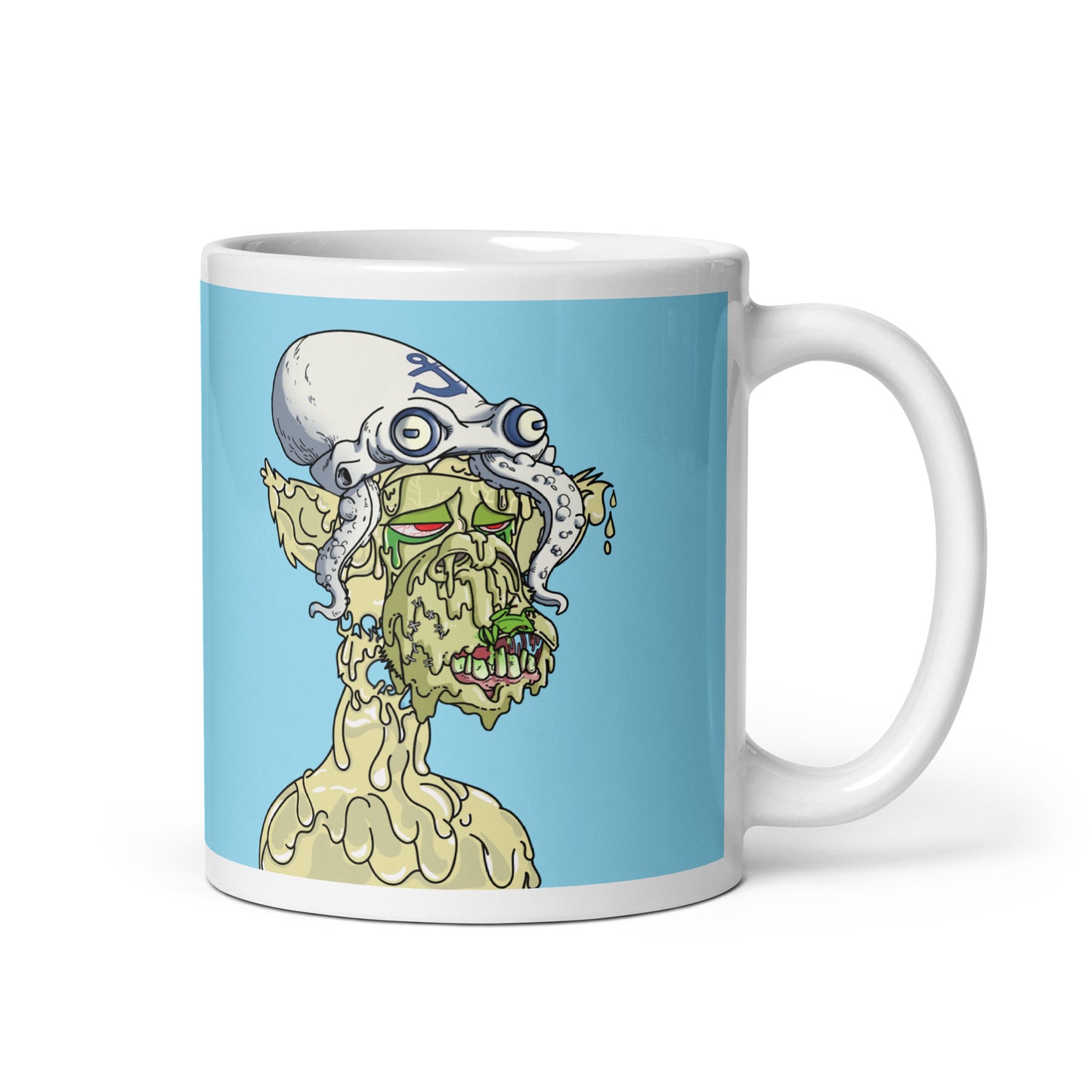 White glossy mug feat Polygon Mutant #5169