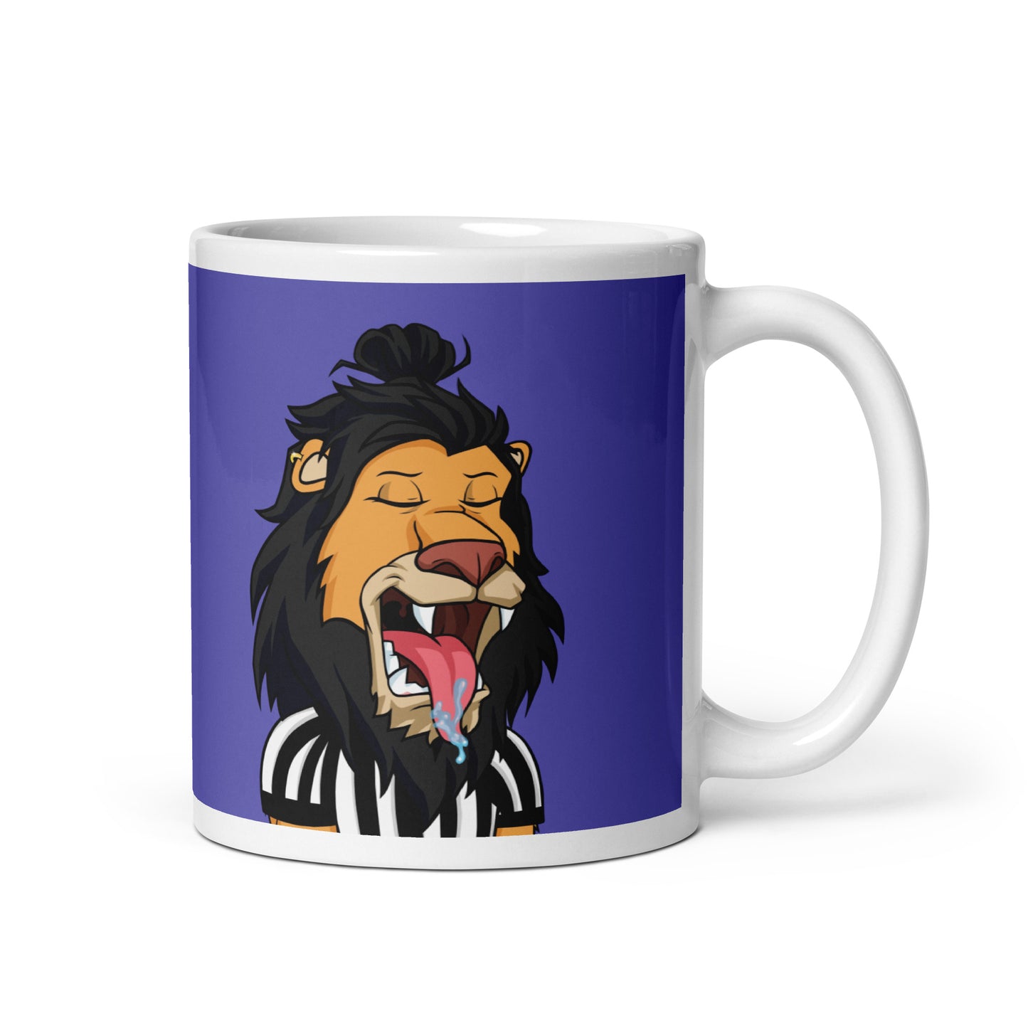 White glossy mug feat Lazy Lion #9948