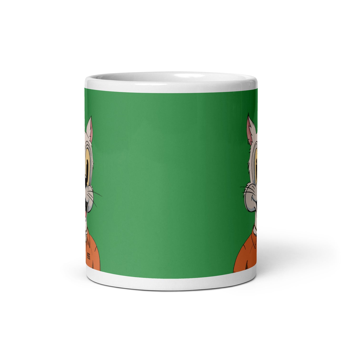 White glossy mug feat DEGEN TOONZ #7949