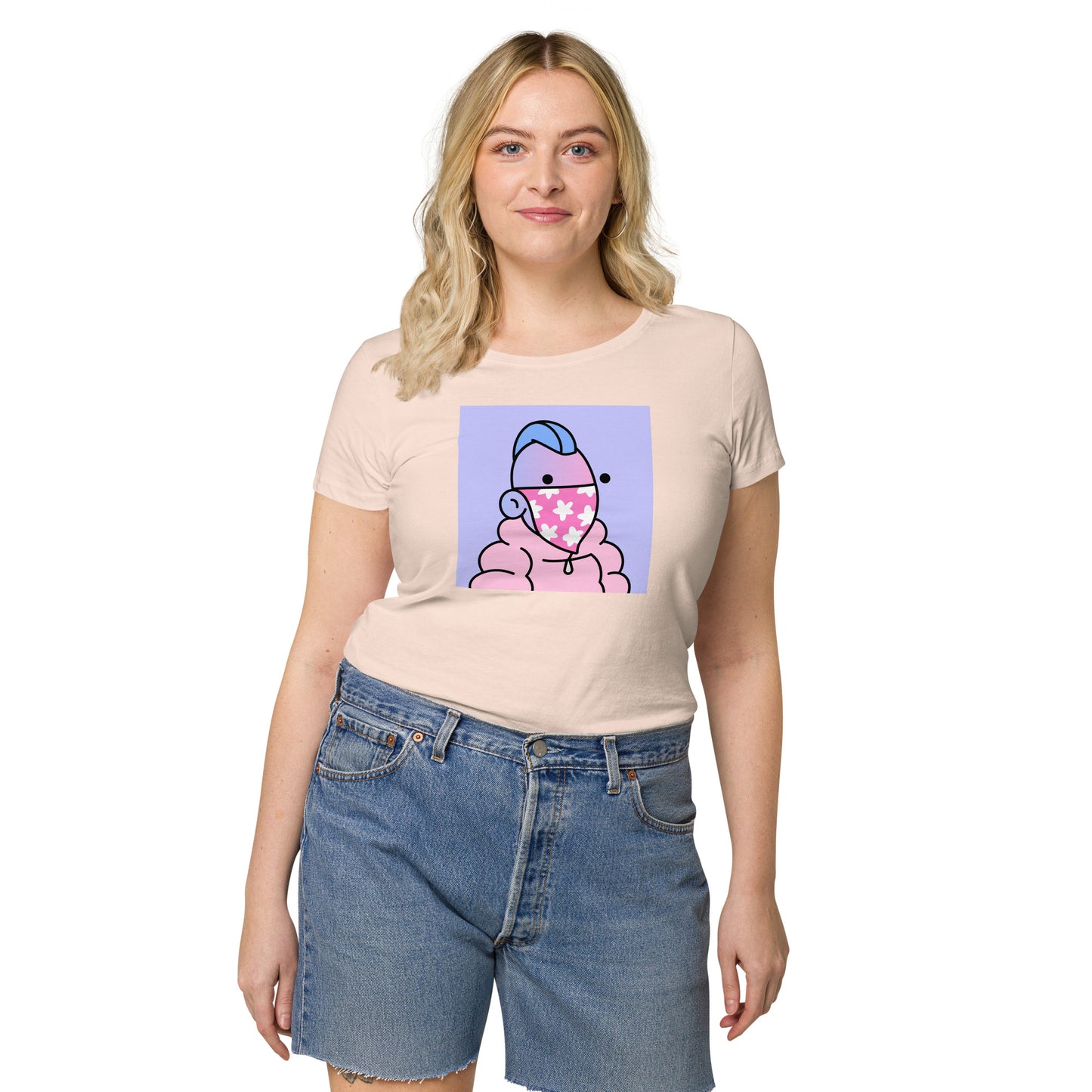 Women’s basic organic t-shirt feat Doodle #8515