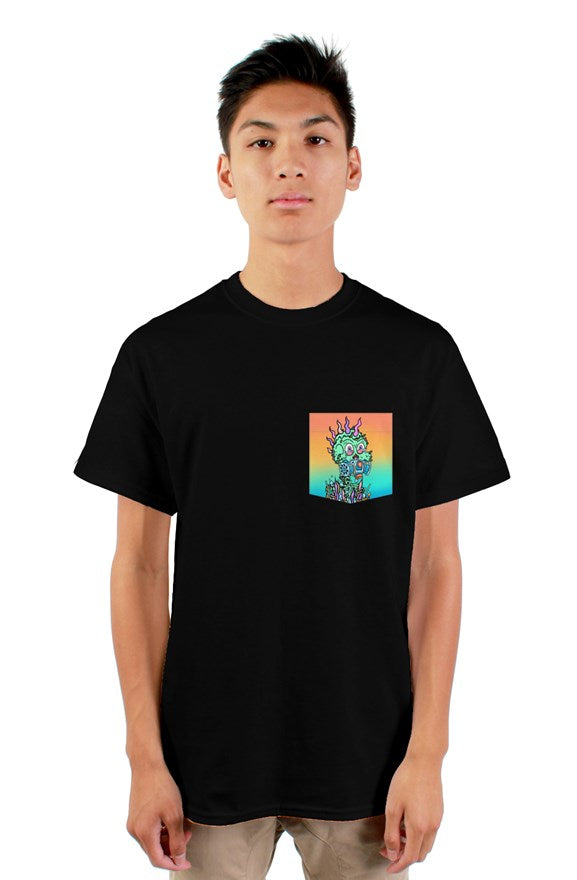 mens tshirt with pocket feat Toxic Skulls Club #7803