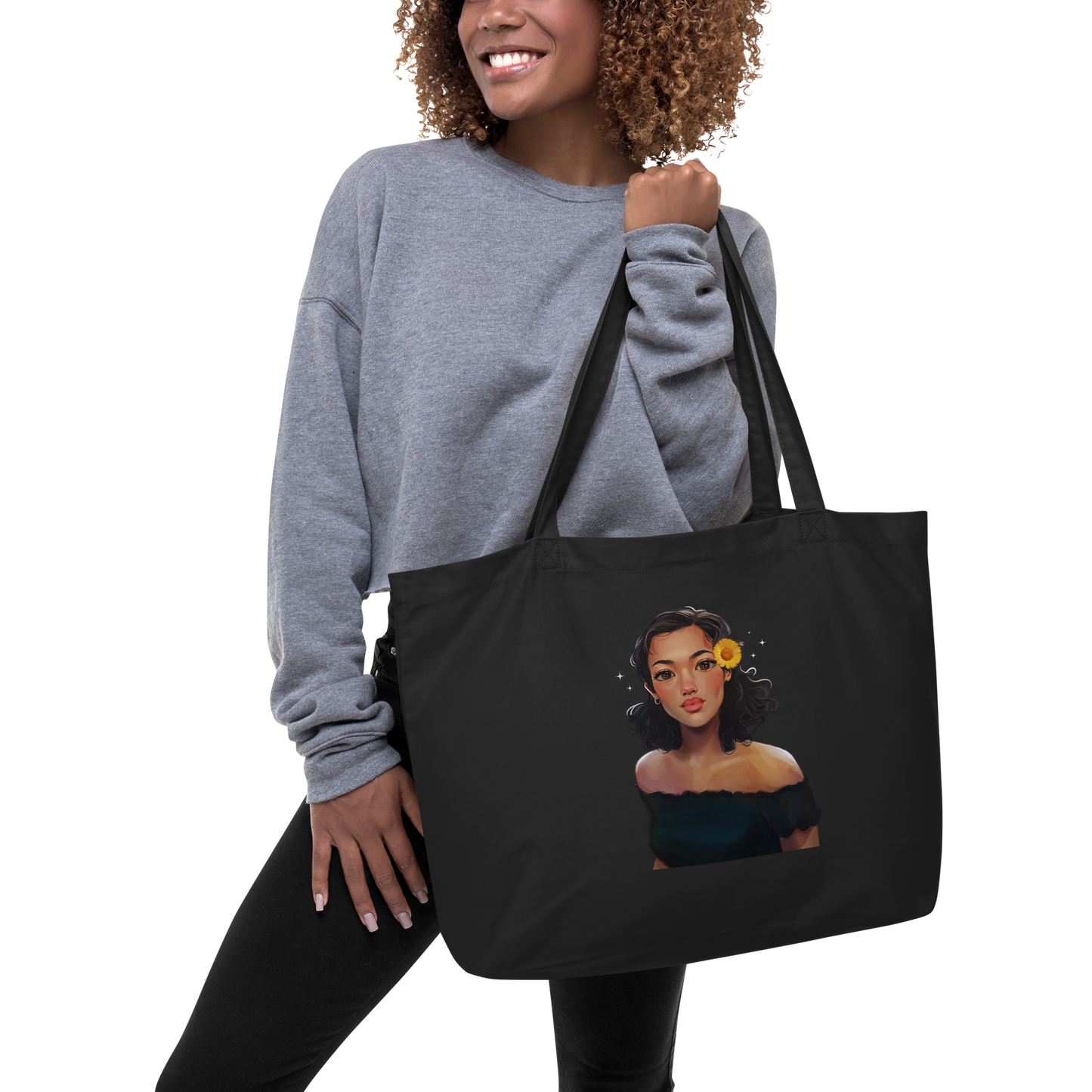 Sunflower by Ginnijoie - Large organic tote bag