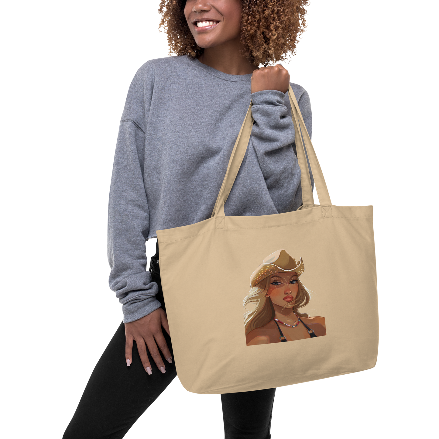 Cowgirl by Ginnijoie - Large organic tote bag