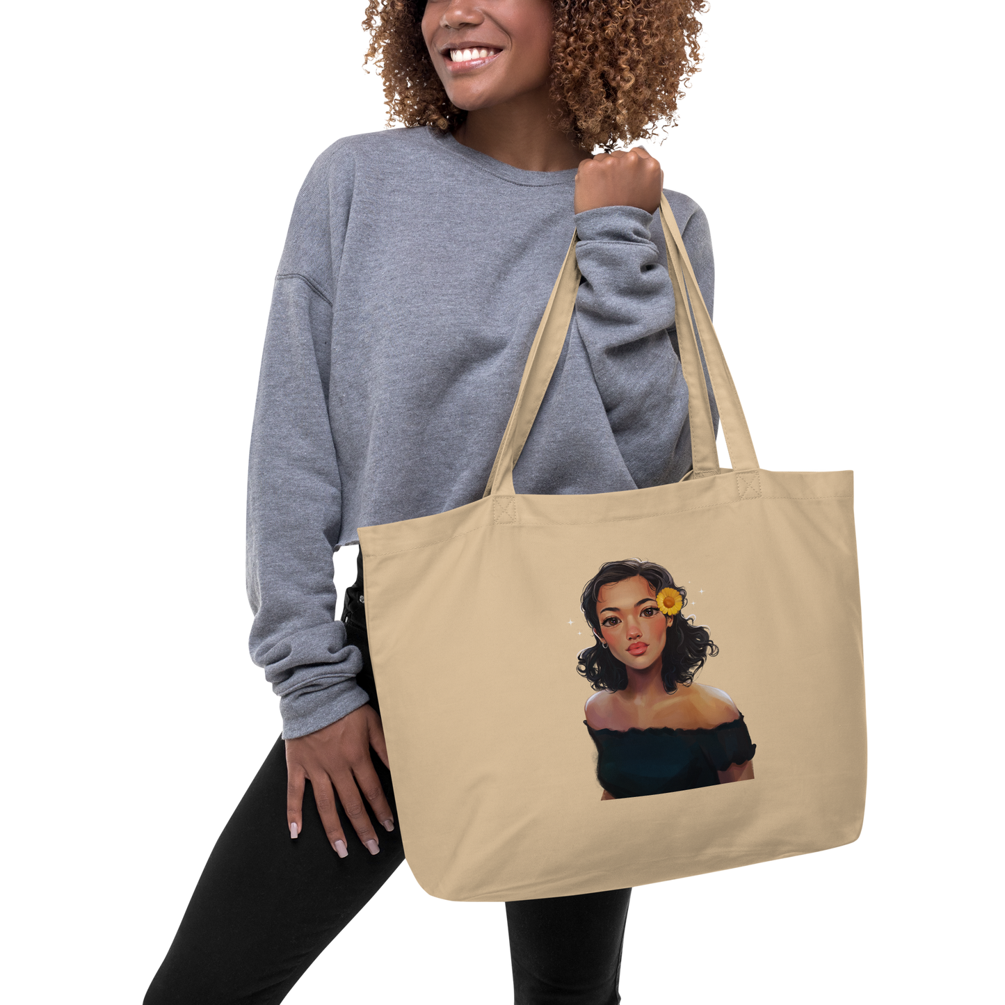 Sunflower by Ginnijoie - Large organic tote bag