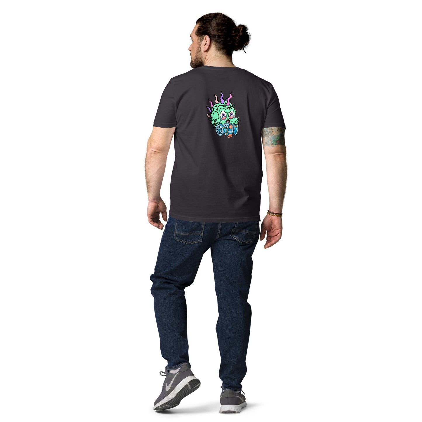 Unisex organic cotton t-shirt REAR PRINT + FRONT LOGO feat Toxic Skulls Club #7803