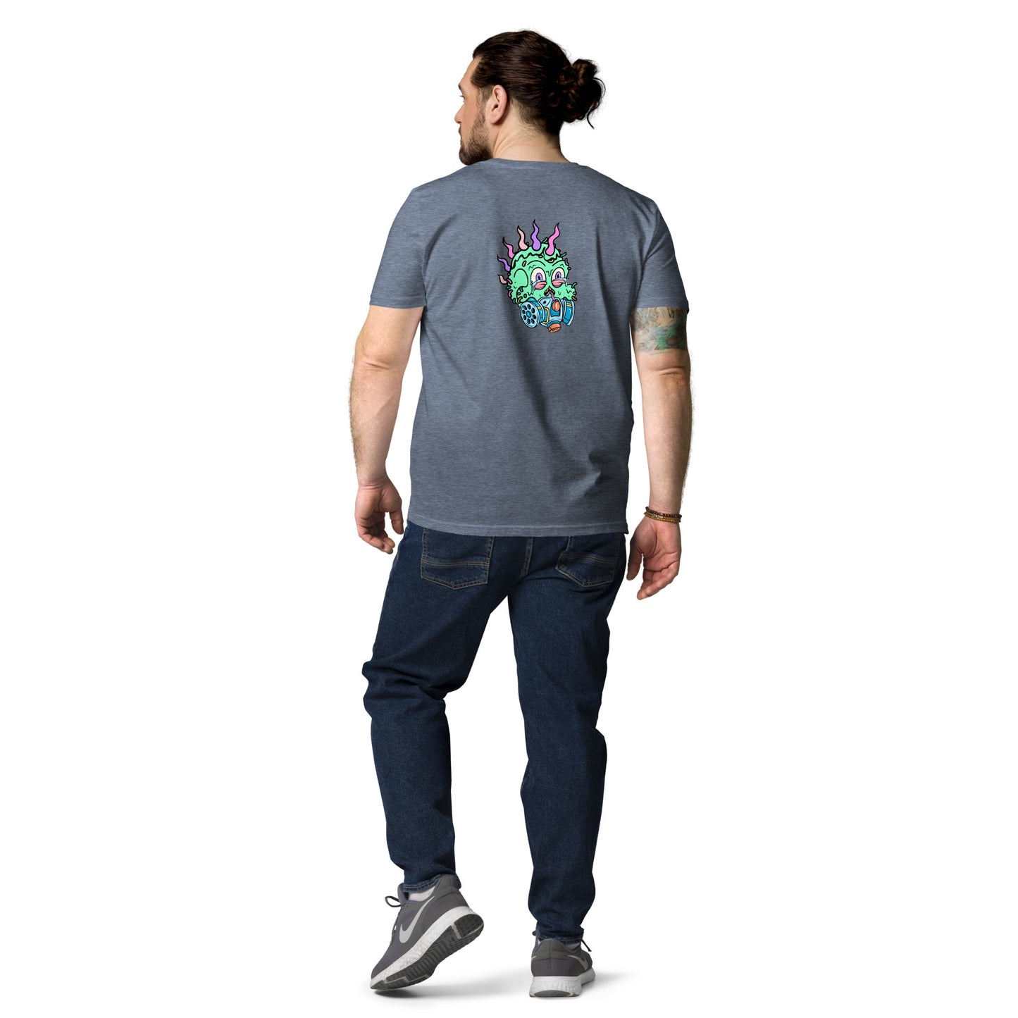Unisex organic cotton t-shirt REAR PRINT + FRONT LOGO feat Toxic Skulls Club #7803