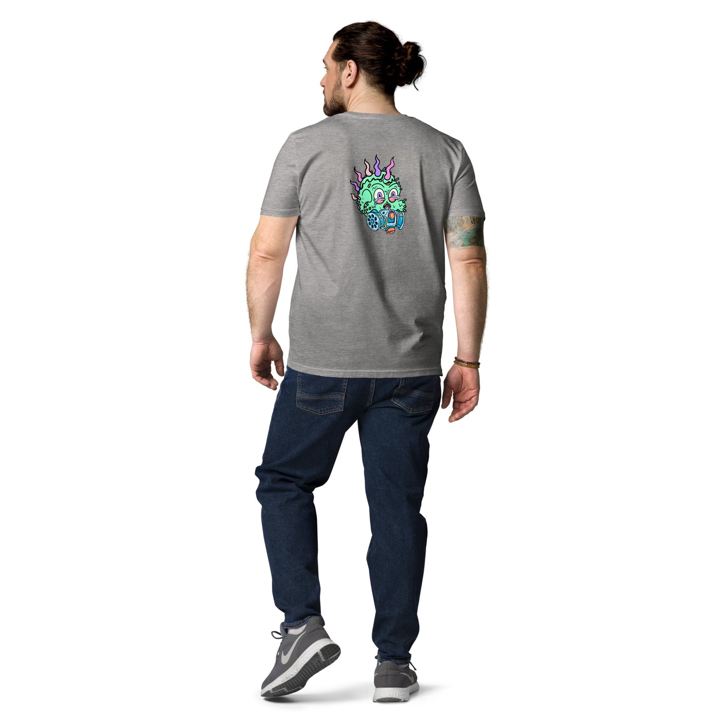 Unisex organic cotton t-shirt REAR PRINT + FRONT LOGO feat Toxic Skulls Club #7803