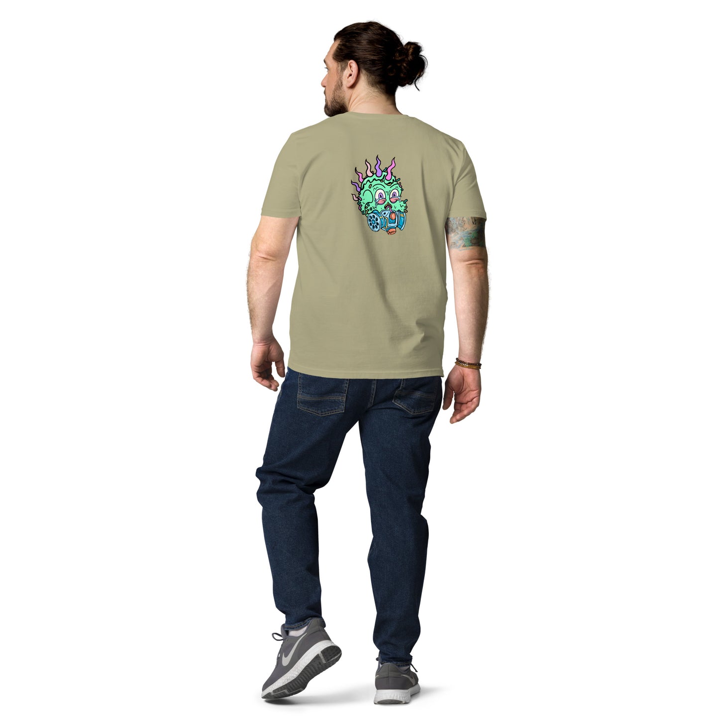 Unisex organic cotton t-shirt REAR PRINT + FRONT LOGO feat Toxic Skulls Club #7803