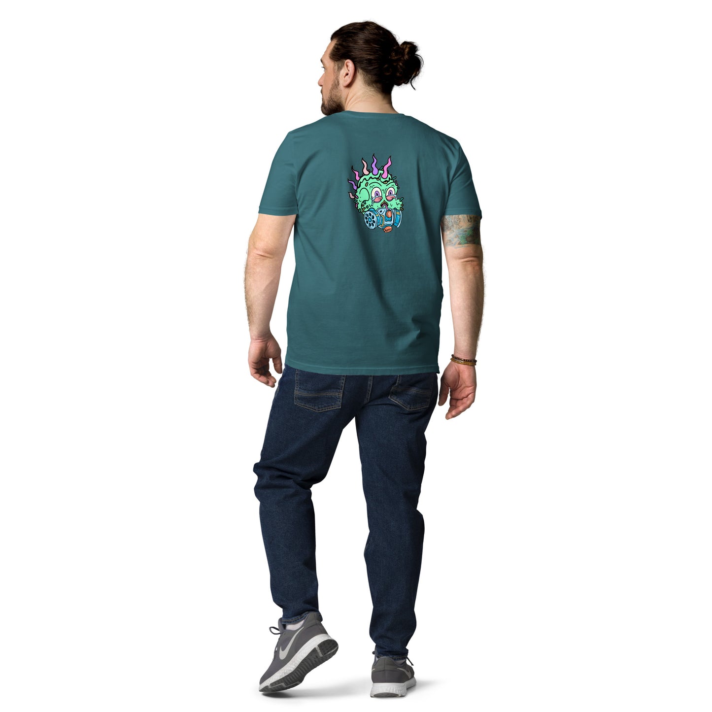 Unisex organic cotton t-shirt REAR PRINT + FRONT LOGO feat Toxic Skulls Club #7803