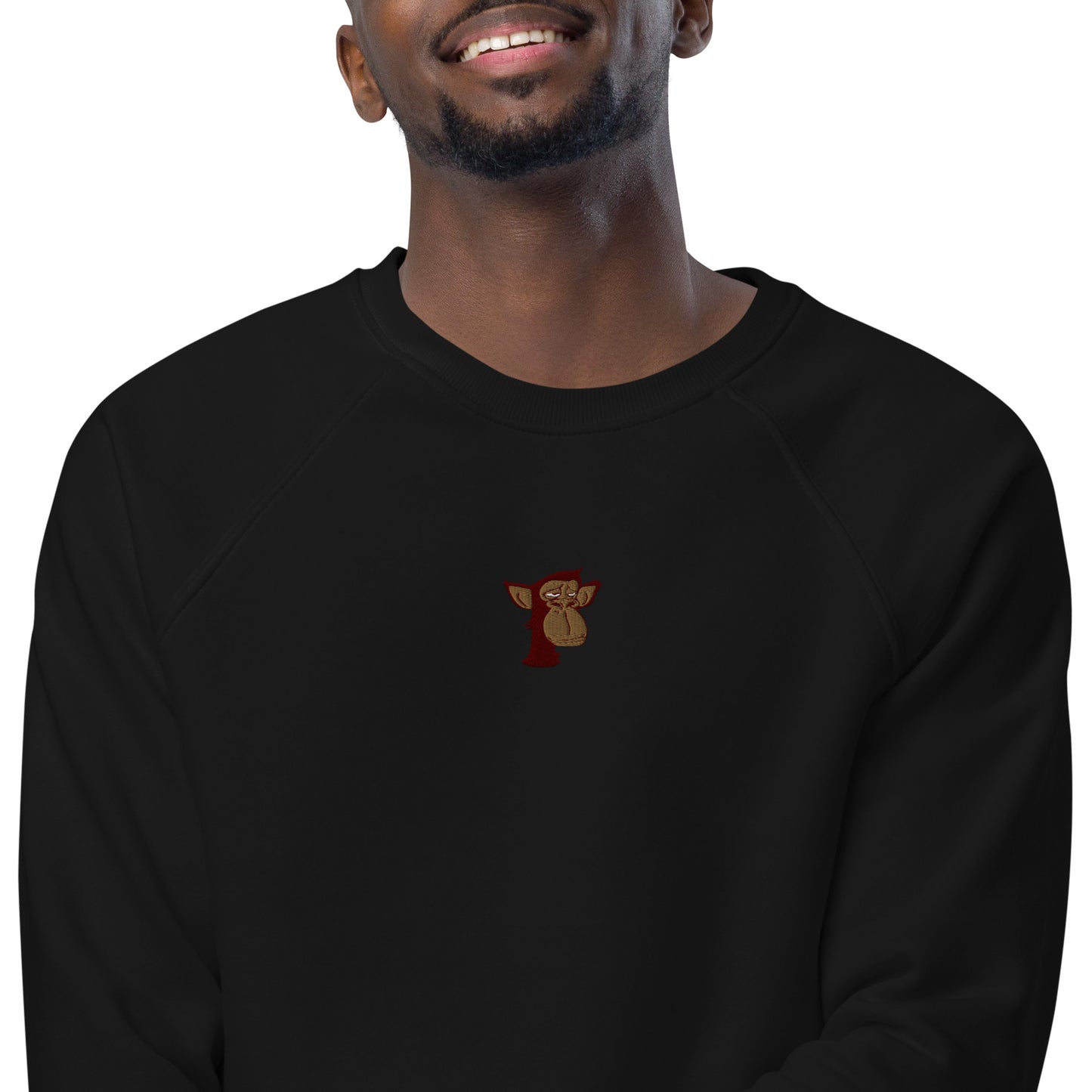 Unisex organic raglan sweatshirt with front embroidered logo feat Polygon Ape YC #6437