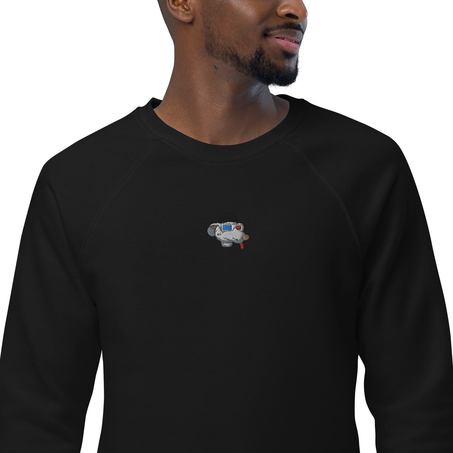 Unisex organic raglan sweatshirt with embroidered front logo feat Fat Rat #6058