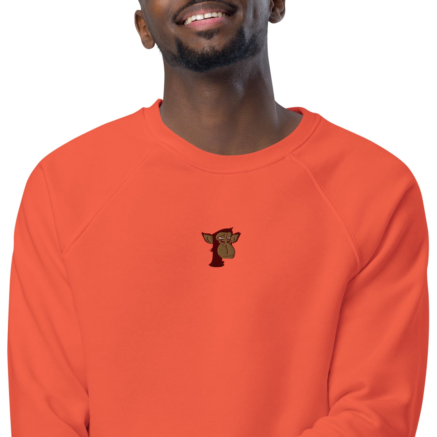 Unisex organic raglan sweatshirt with front embroidered logo feat Polygon Ape YC #6437
