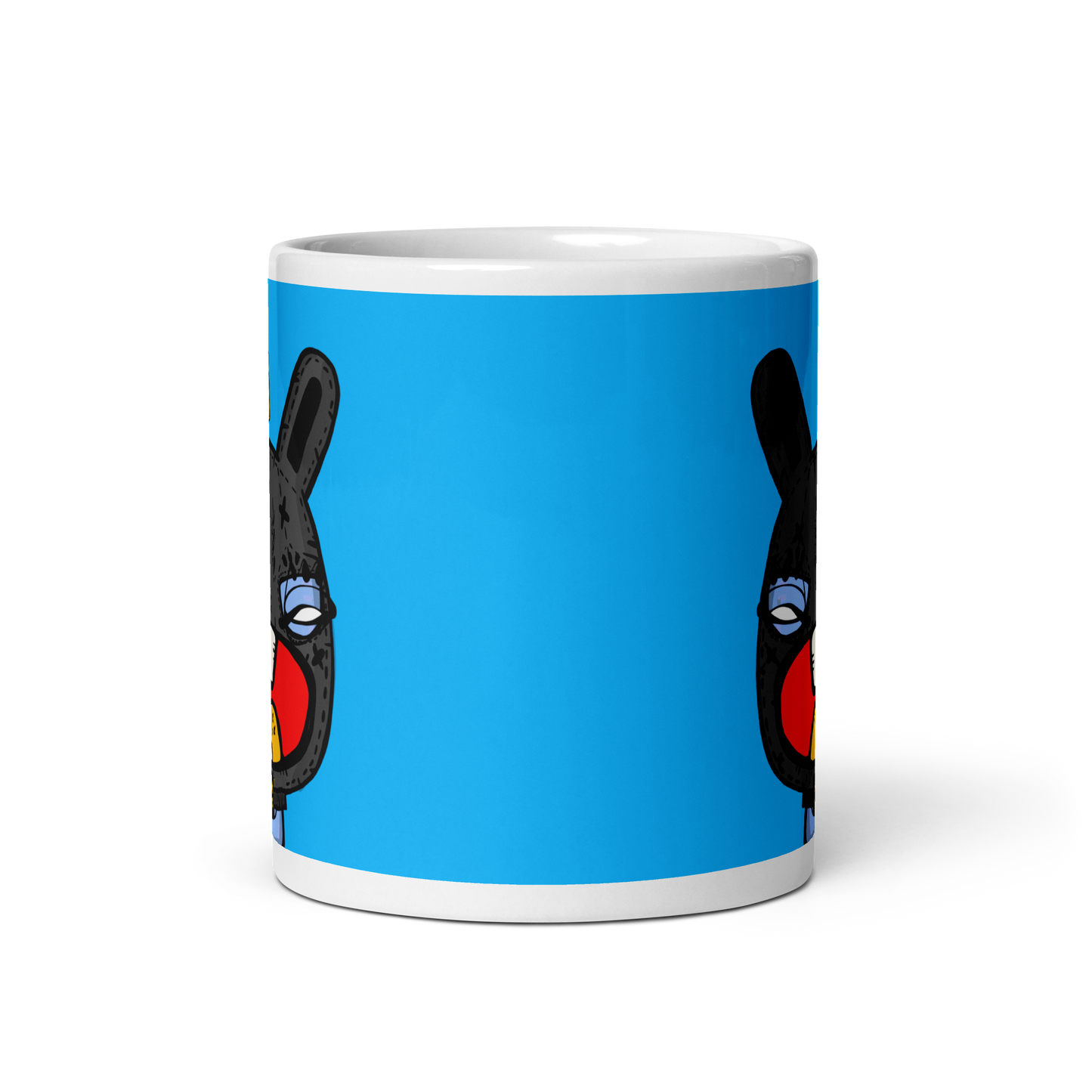 White glossy mug feat. NFT TKP BAD BUNNY #0978